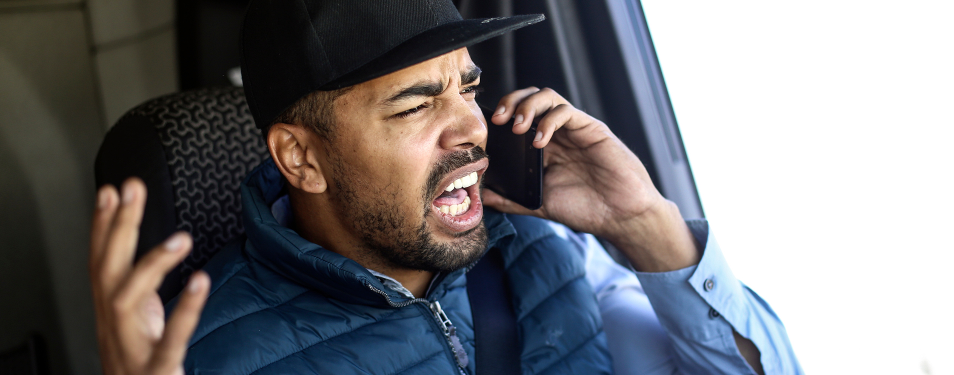 Angry trucker on the phone