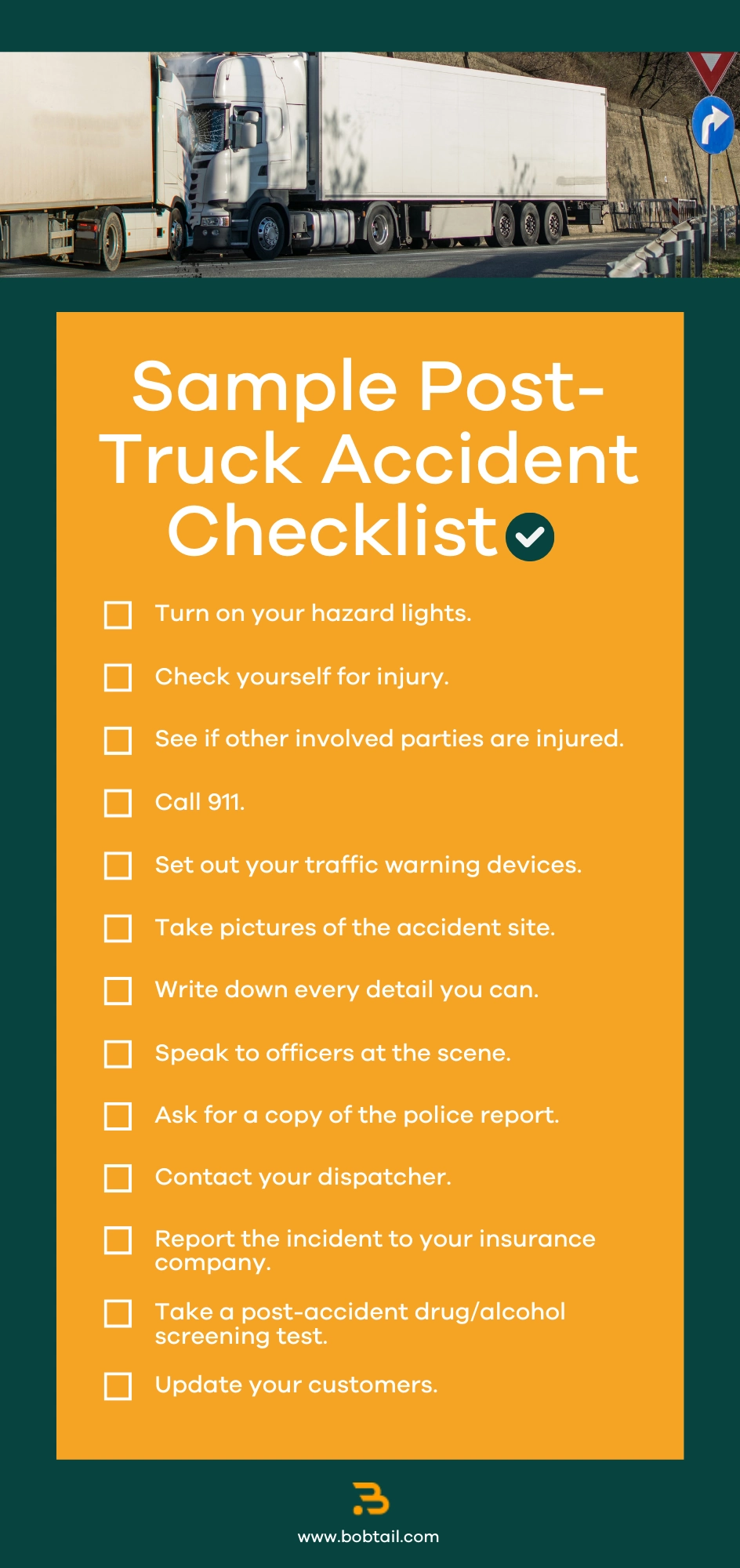 A Sample Post-Truck Accident Checklist