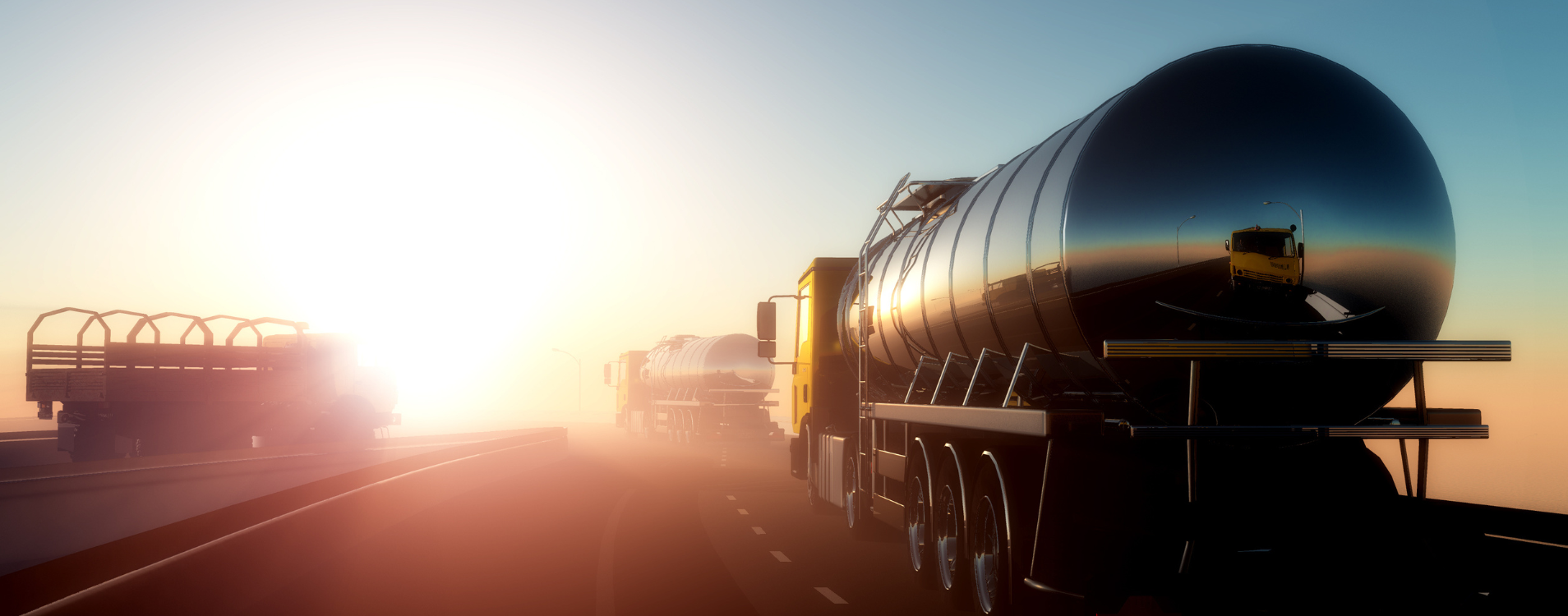 Fuel tanker trucks on the highway