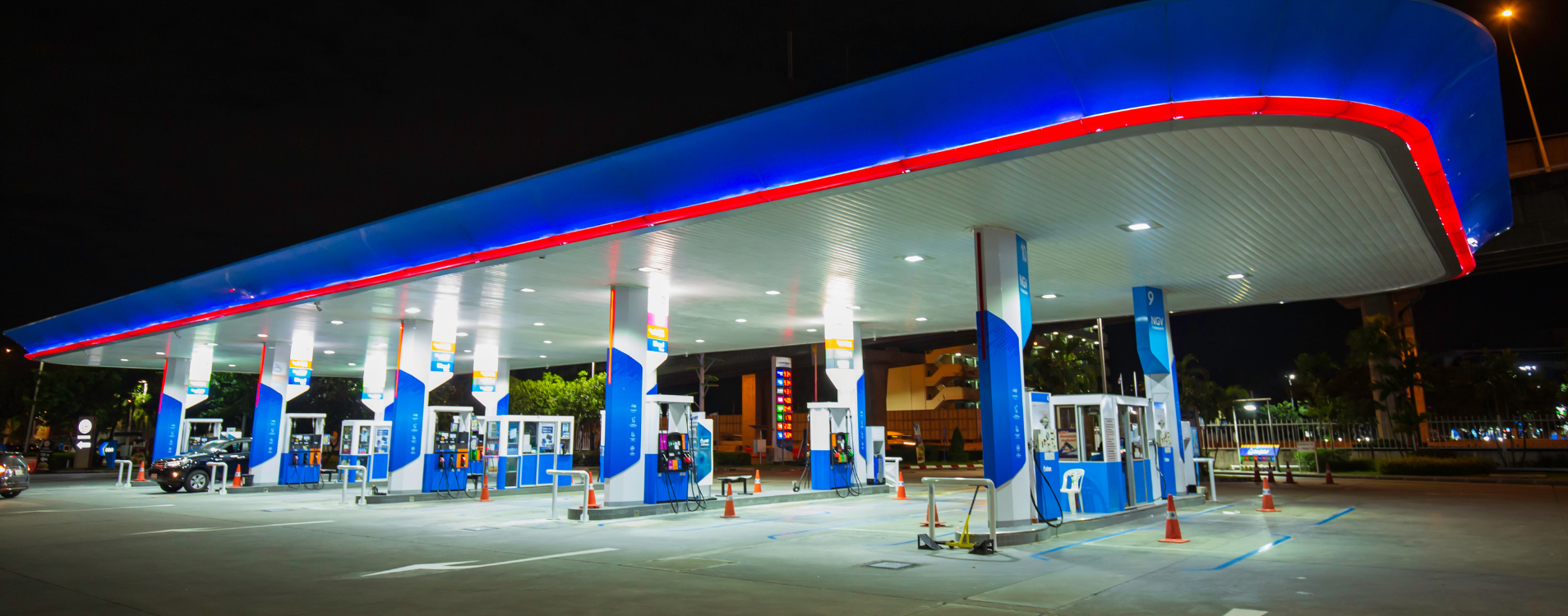 Fueling station at night