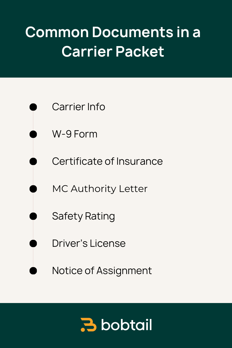 Common documents in a carrier packet