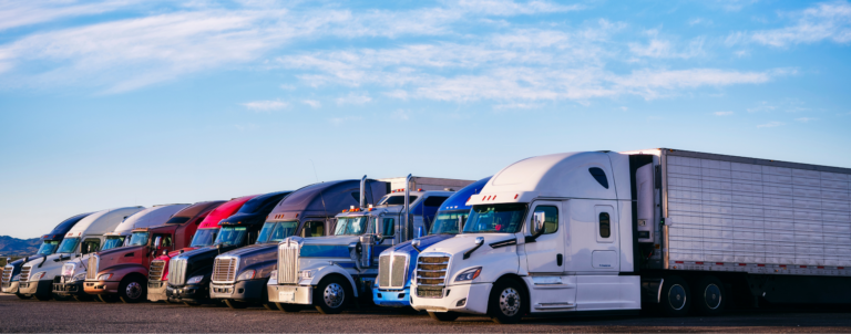 Trucks in line