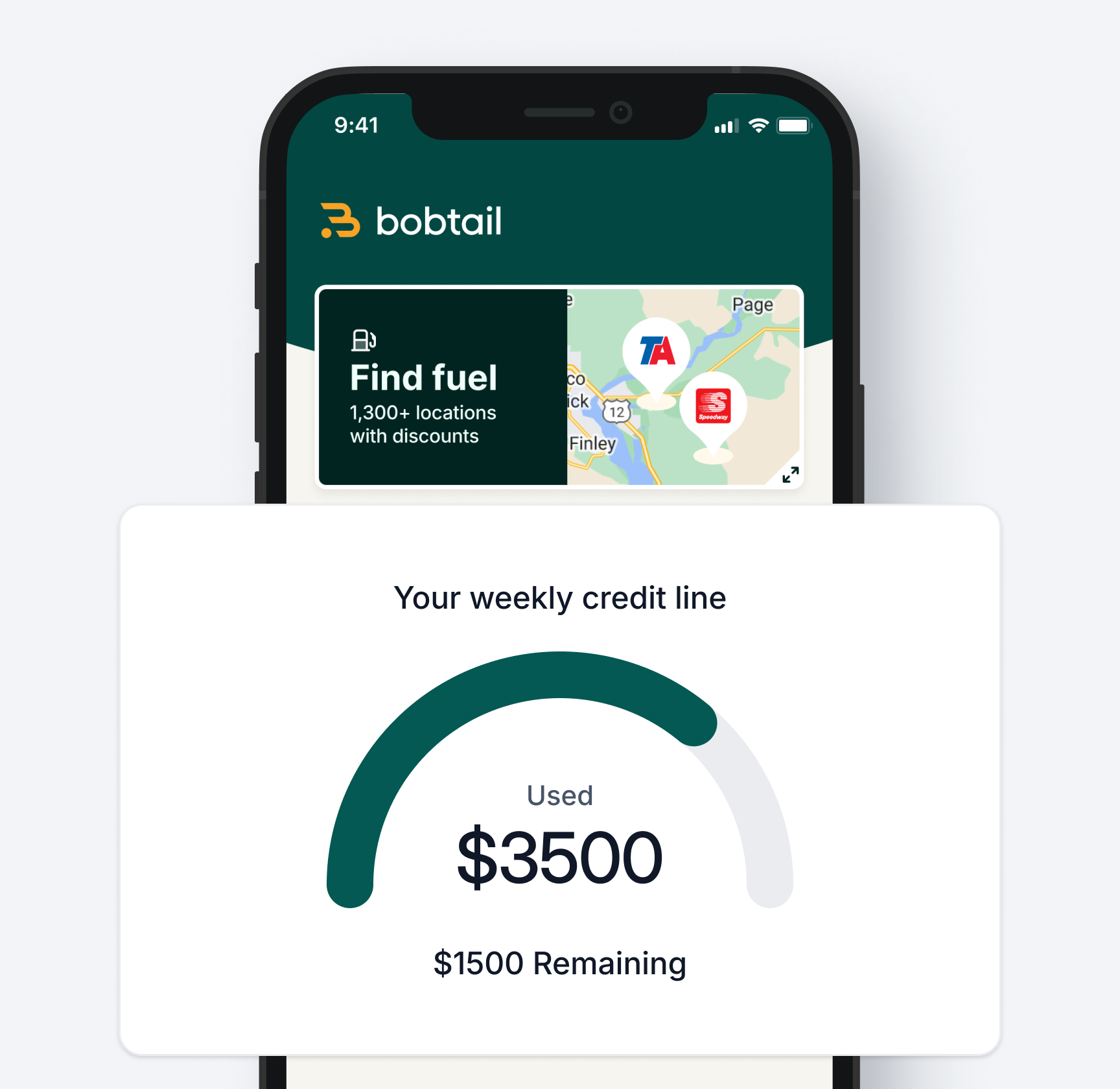Bobtail fleet card credit line for fuel