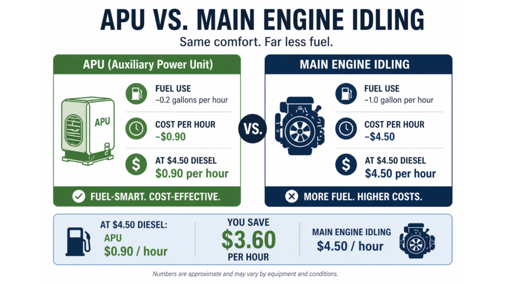 APU vs engine idling cost savings for owner-operators